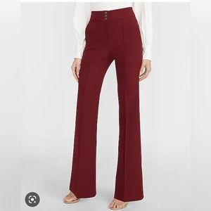 Express Maroon High Waisted Flare Work Pants